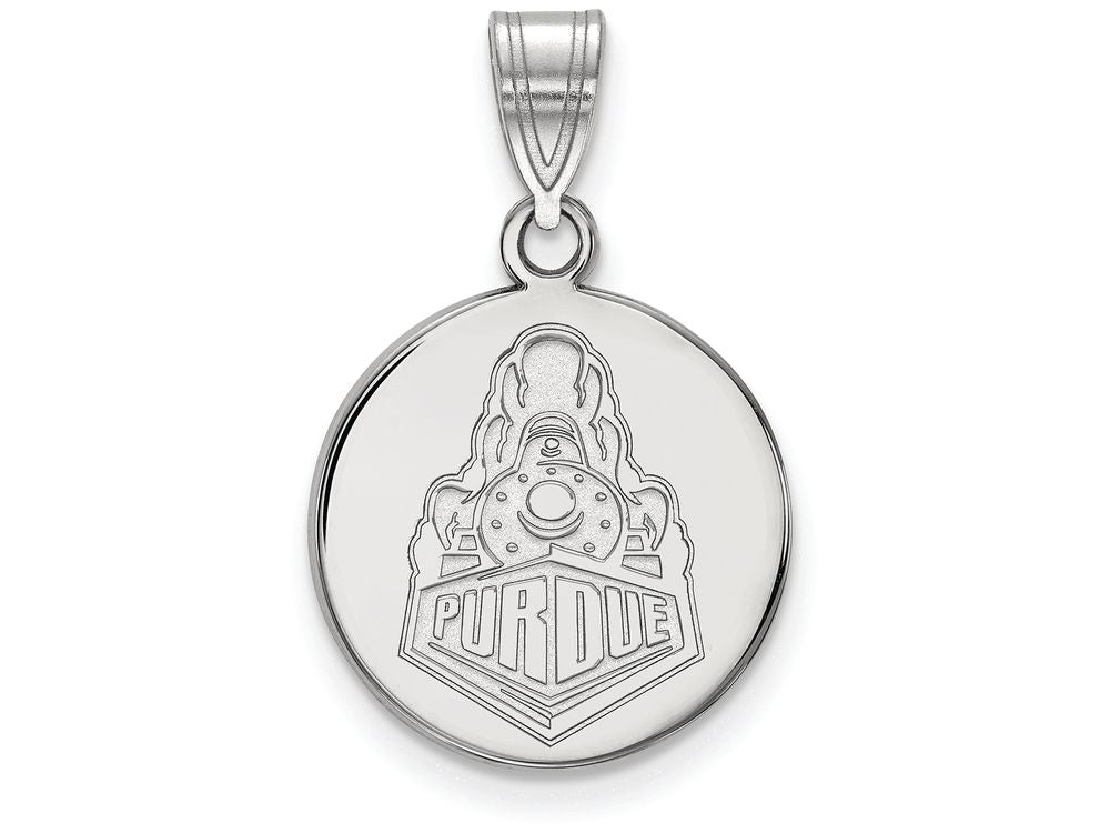 10k White Gold Logoart Purdue Medium Disc Pendant