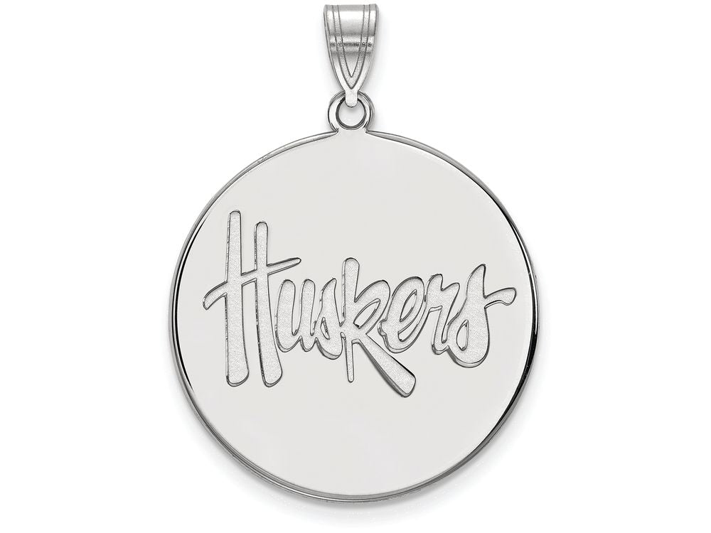 10k White Gold Logoart University Of Nebraska Extra Large  Disc Pendant