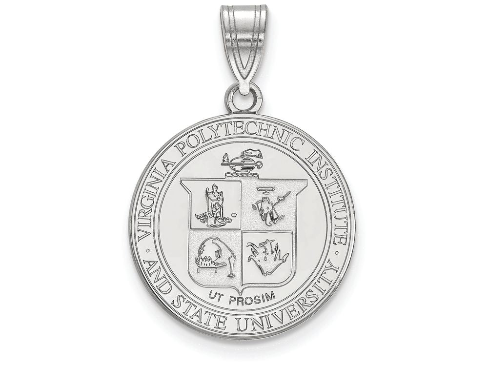 10k White Gold Logoart Virginia Tech Large Crest Pendant Necklace