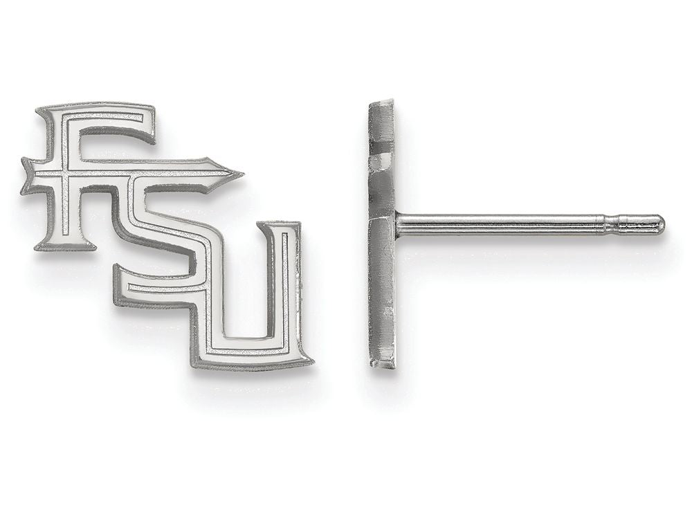 10k White Gold Logoart Florida State University Extra Small Post Earrings