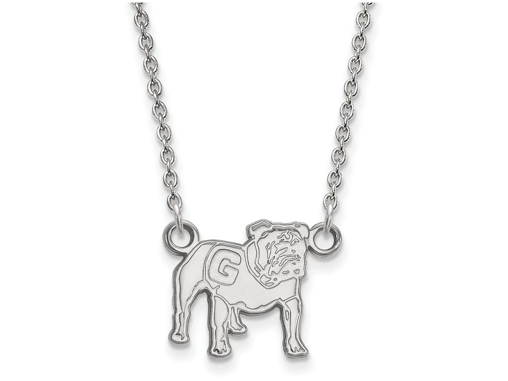 10k White Gold Logoart University Of Georgia Small Pendant Necklace