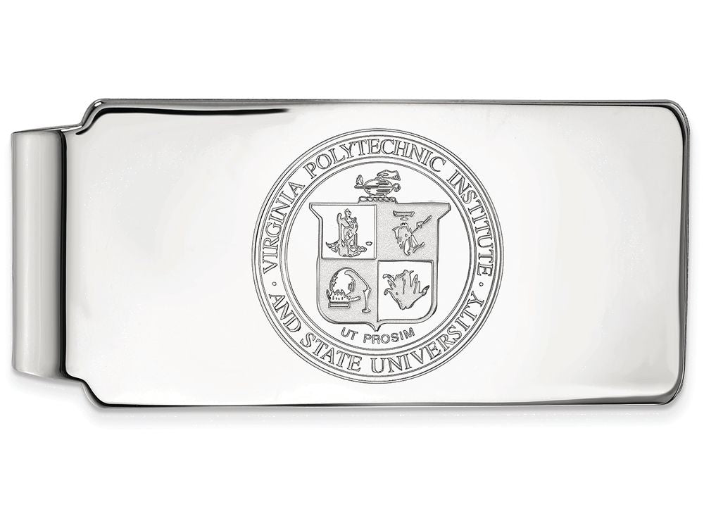 10k White Gold Logoart Virginia Tech Money Clip Crest