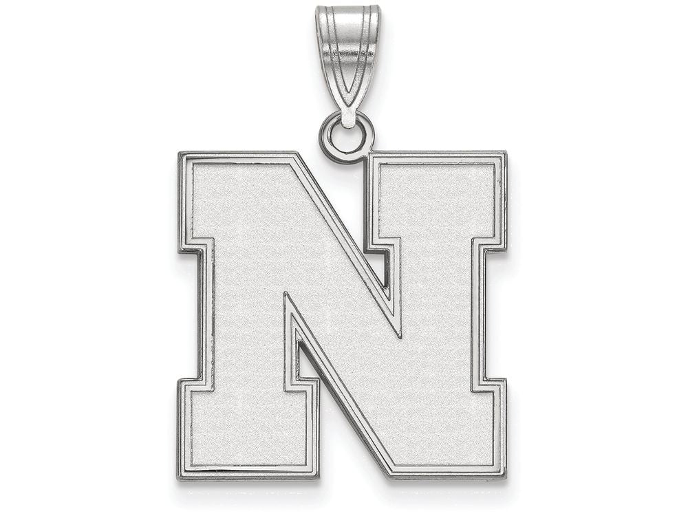 10k White Gold Logoart University Of Nebraska Large Pendant