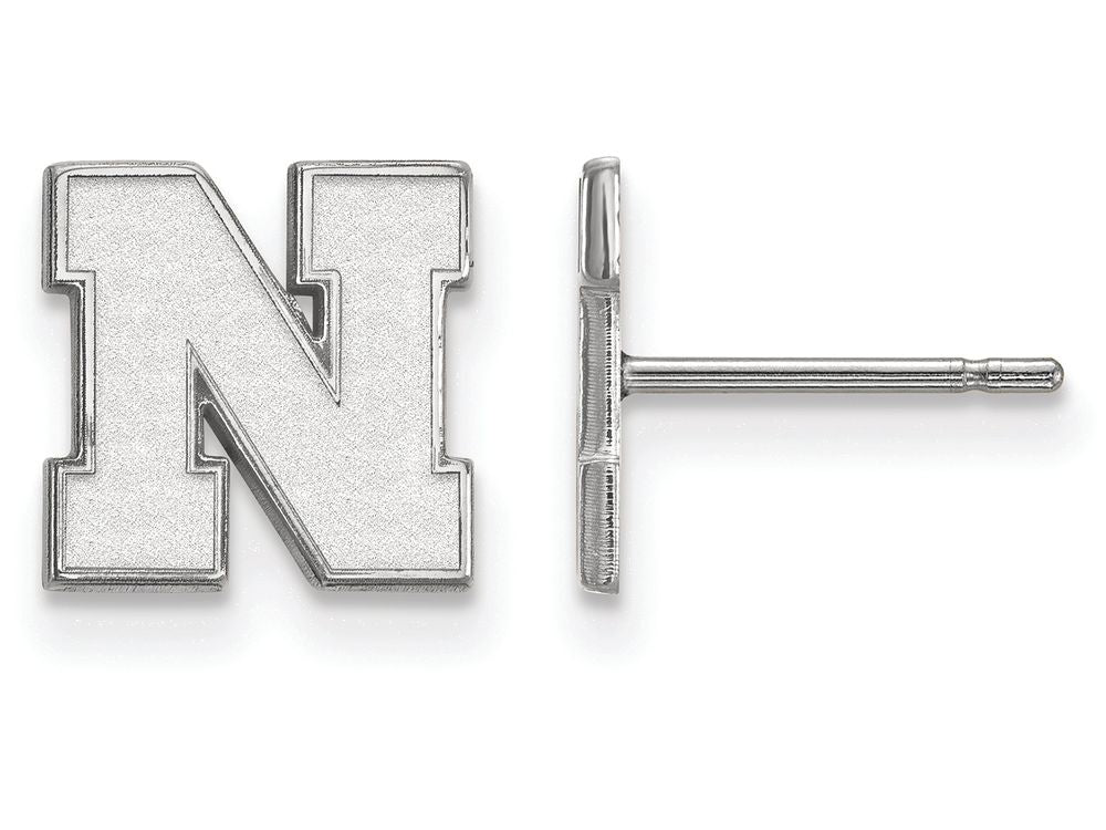 10k White Gold Logoart University Of Nebraska Extra Small Earrings Post
