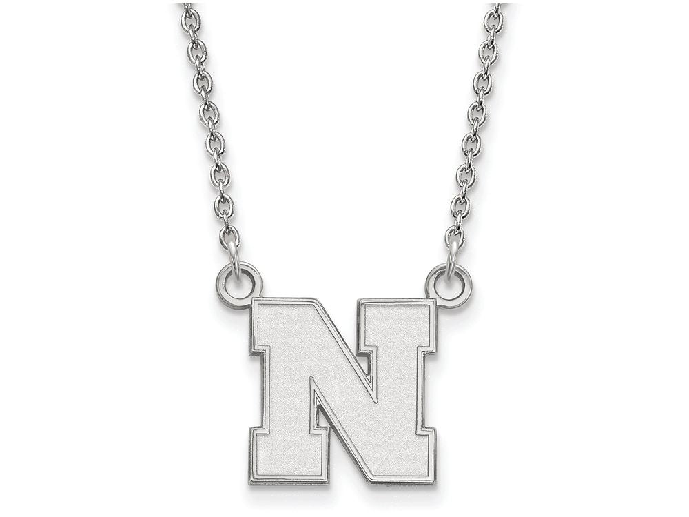 10k White Gold Logoart University Of Nebraska Small Pendant Necklace