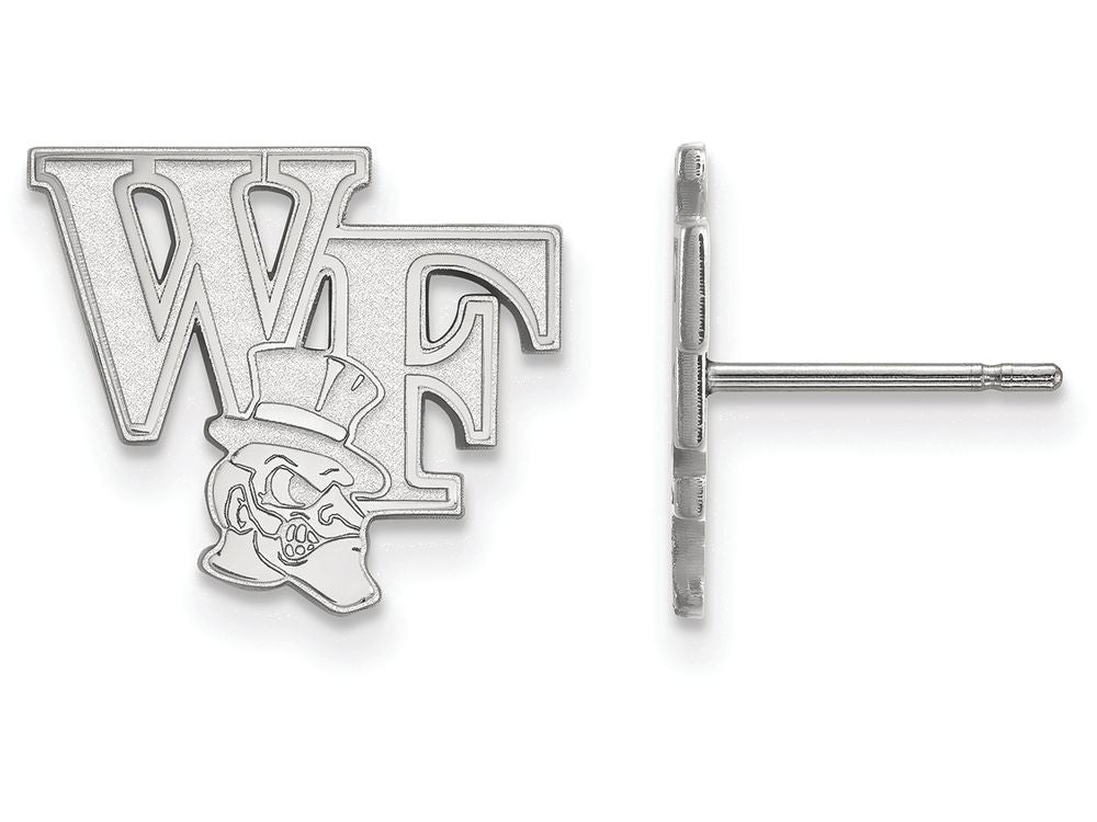 10k White Gold Logoart Wake Forest University Small Post Earringss