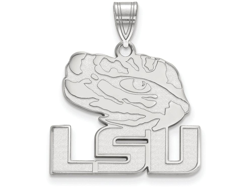 10k White Gold Logoart Louisiana State University Large Pendant