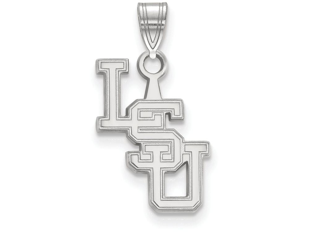 10k White Gold Logoart Louisiana State University Small Pendant
