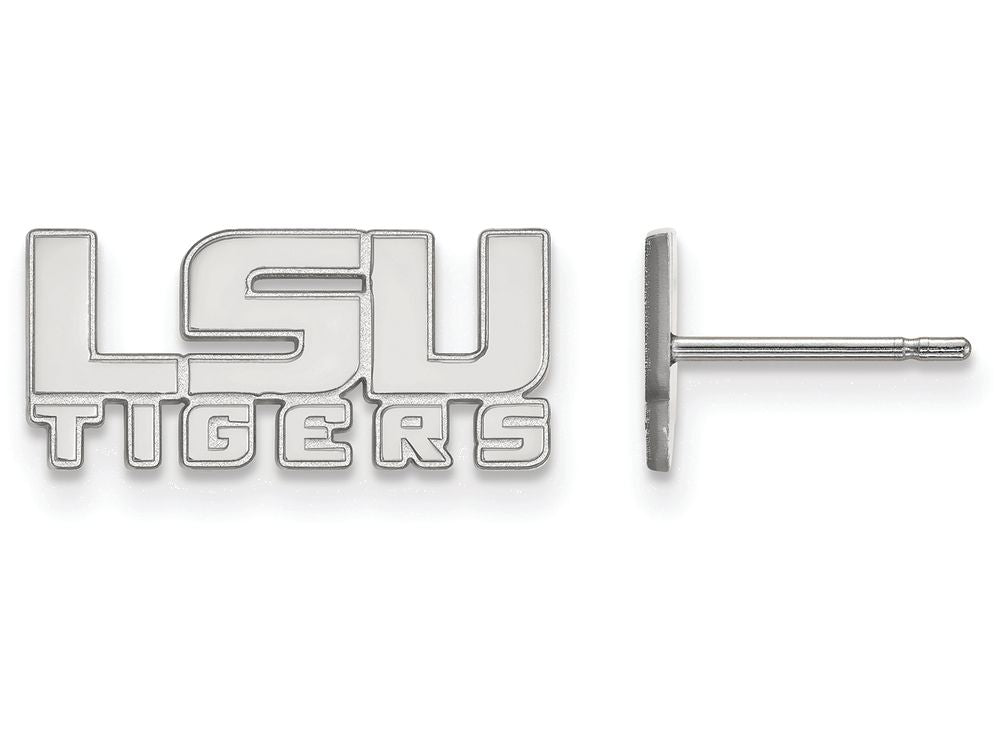 10k White Gold Logoart Louisiana State University Extra Small Post Earrings