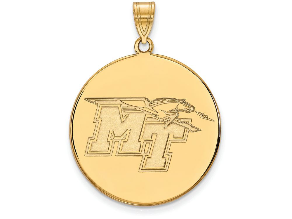 10k Yellow Gold Logoart Middle Tennessee State University Extra Large  Disc Pendant