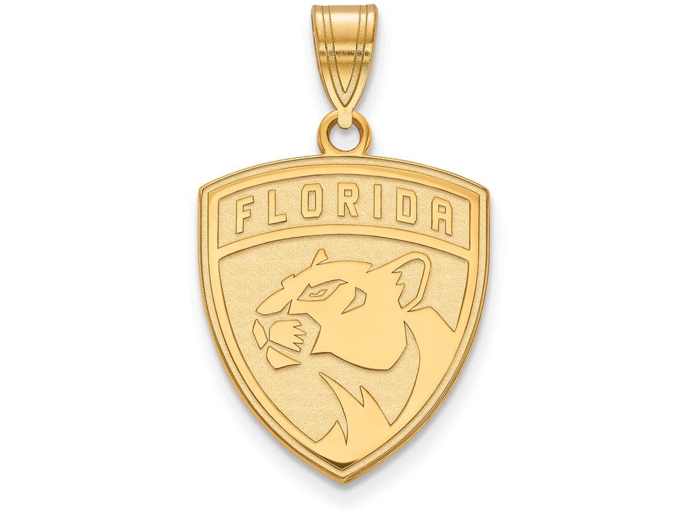 10k Yellow Gold Nhl Logoart Florida Panthers Large Pendant