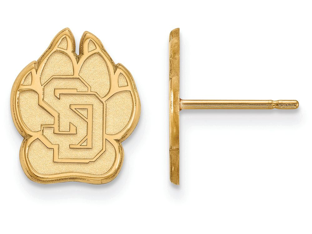10k Yellow Gold Logoart University Of South Dakota Small Post Earrings