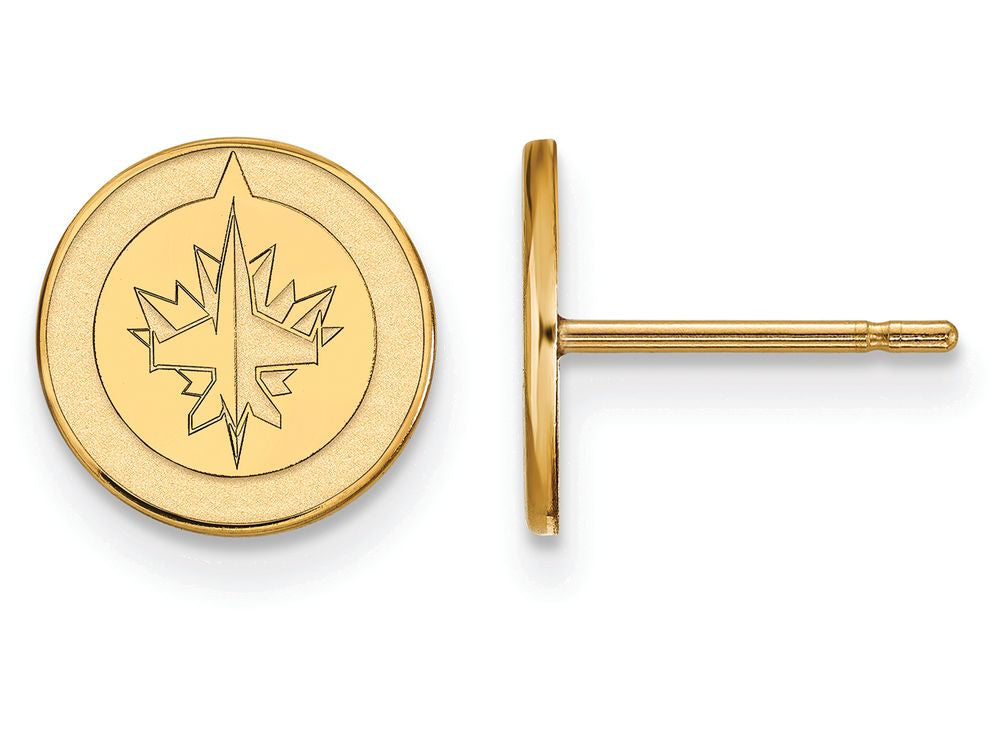 10k Yellow Gold Nhl Logoart Winnipeg Jets Extra Small Post Earrings