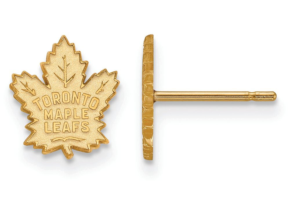10k Yellow Gold Nhl Logoart Toronto Maple Leafs Extra Small Post Earrings
