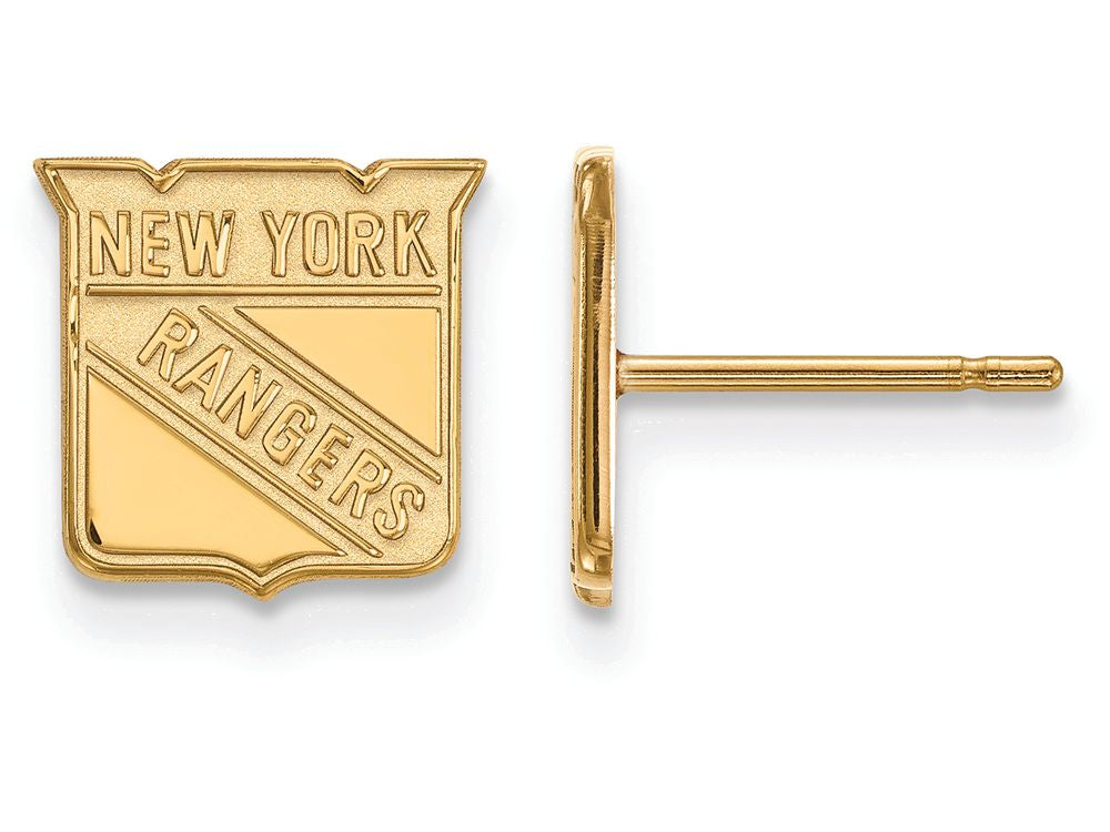 10k Yellow Gold Nhl Logoart New York Rangers Extra Small Post Earrings