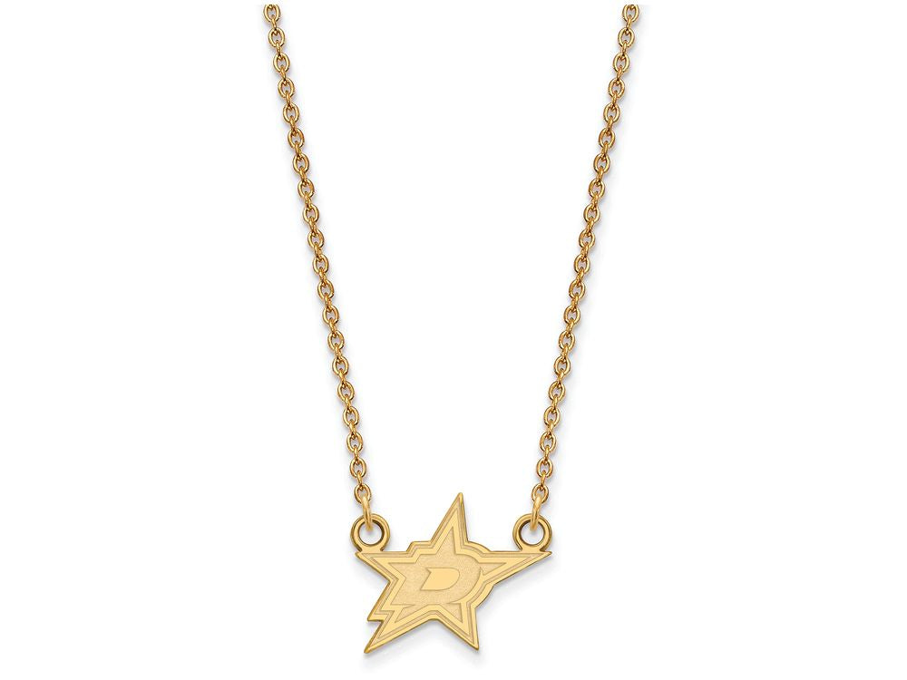 10k Yellow Gold Nhl Logoart Dallas Stars Small Pendant Necklace