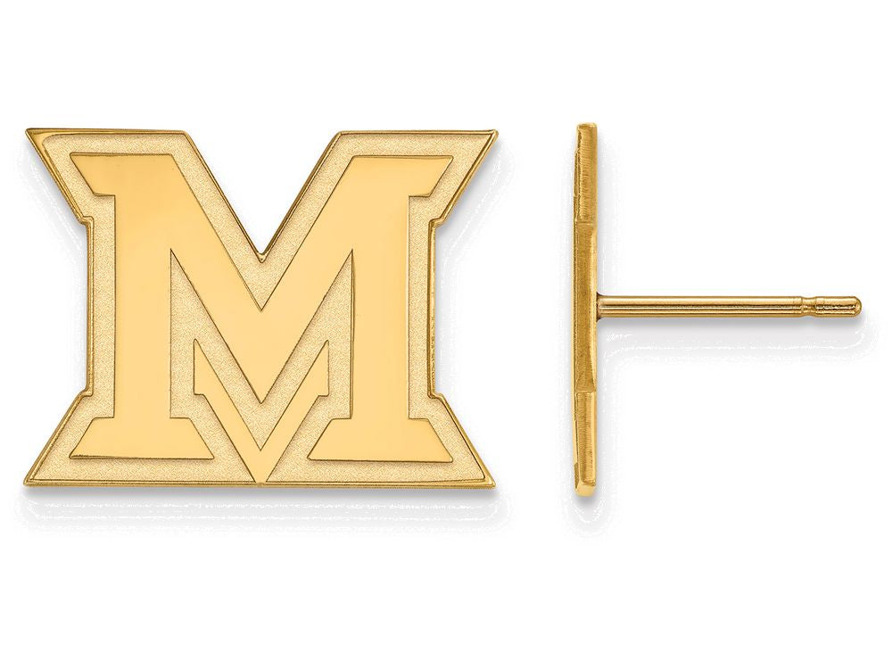 10k Yellow Gold Logoart Miami University Small Post Earrings