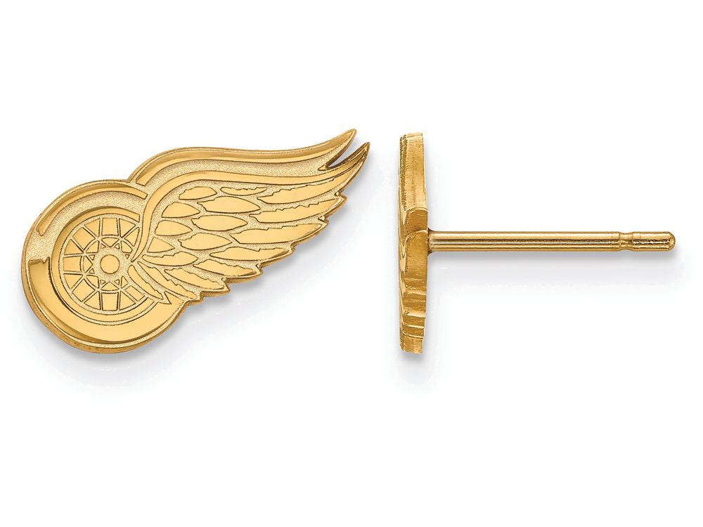 10k Yellow Gold Nhl Logoart Detroit Red Wings Extra Small Post Earrings