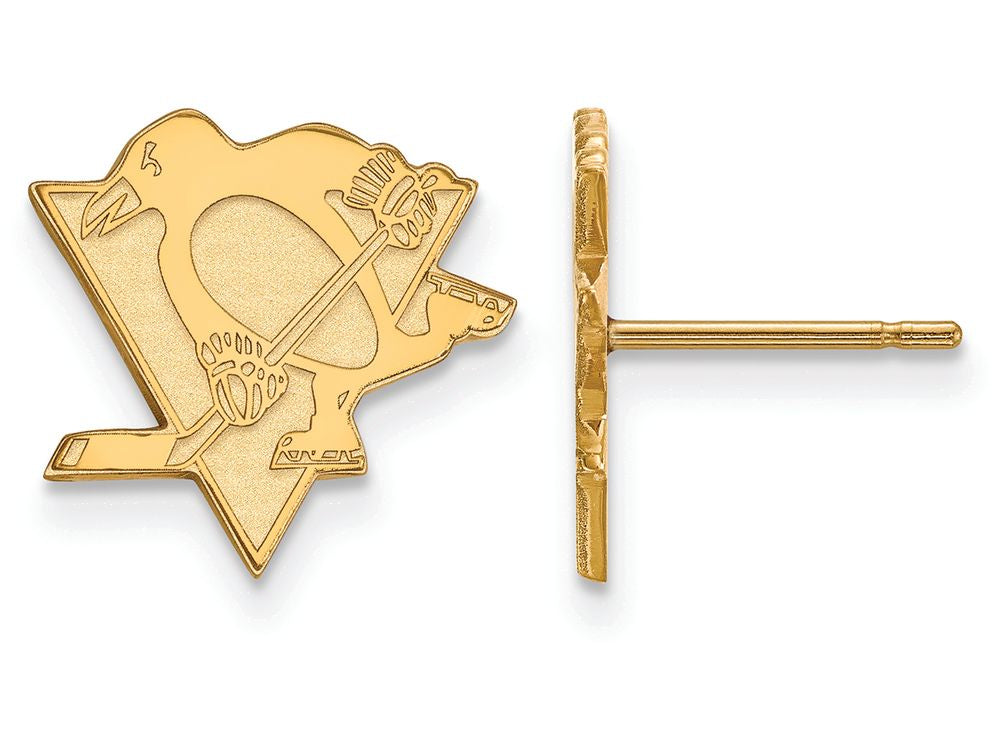 10k Yellow Gold Nhl Logoart Pittsburgh Penguins Small Post Earrings