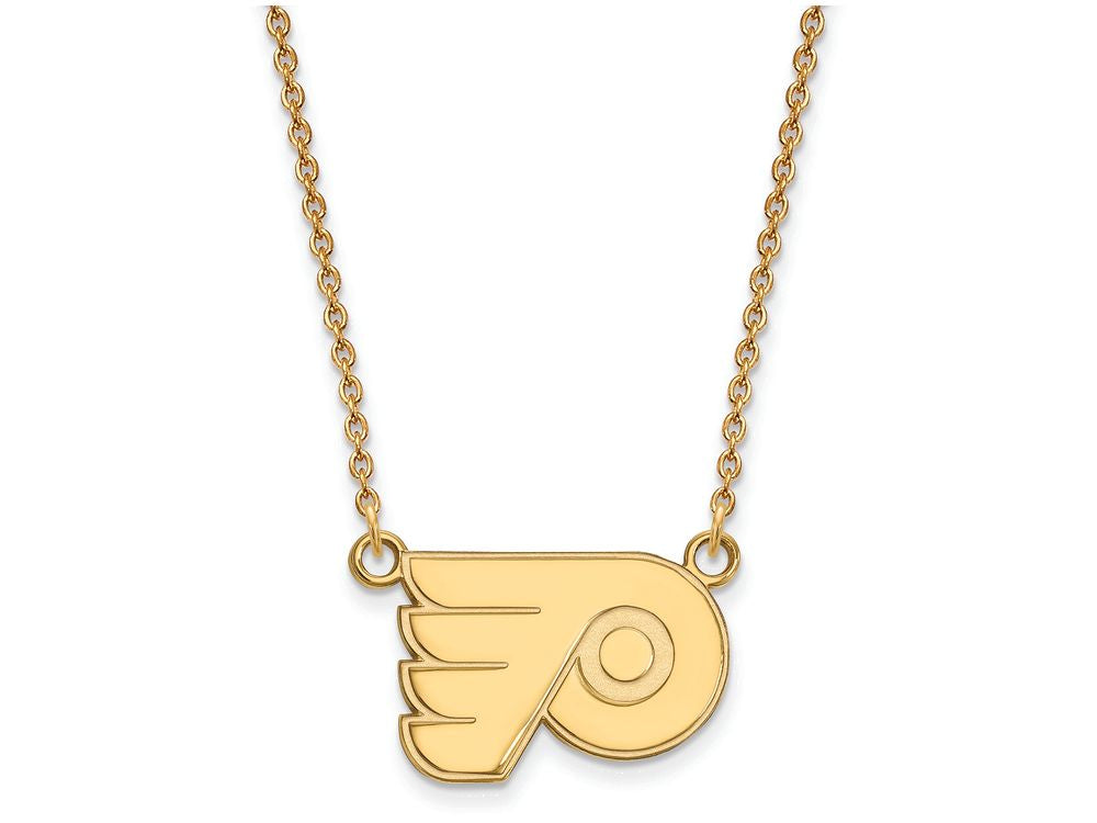 10k Yellow Gold Nhl Logoart Philadelphia Flyers Small Pendant Necklace