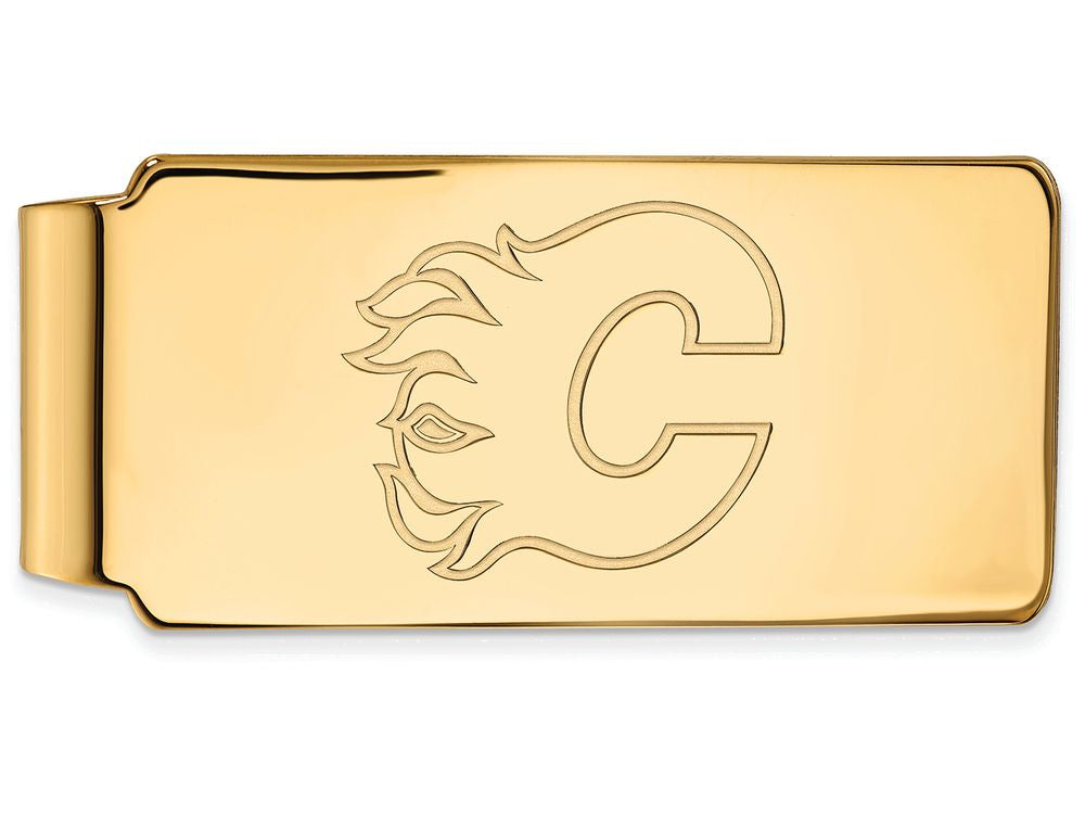 10k Yellow Gold Nhl Logoart Calgary Flames Money Clip