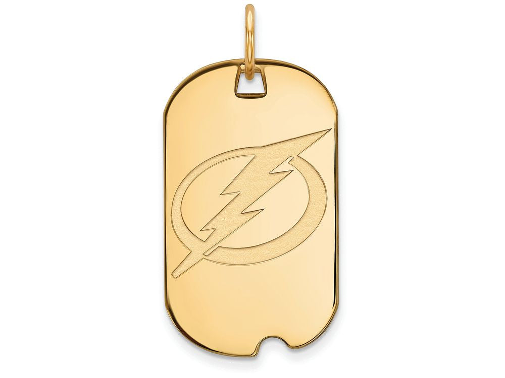 10k Yellow Gold Nhl Logoart Tampa Bay Lightning Small Dog Tag Pendant Necklace