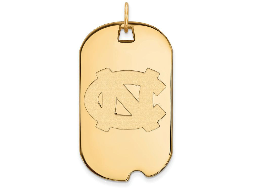 10k Yellow Gold Logoart University Of North Carolina Large Dog Tag Pendant Necklace