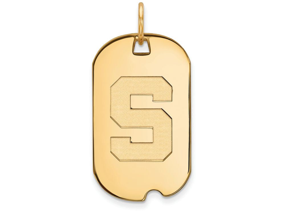 10k Yellow Gold Logoart Michigan State University Small Dog Tag Pendant Necklace