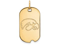 10k Yellow Gold Logoart University Of Iowa Small Dog Tag Pendant Necklace