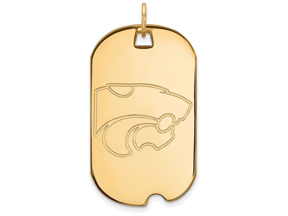 10k Yellow Gold Logoart Kansas State University Large Dog Tag Pendant Necklace