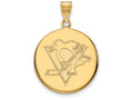 10k Yellow Gold Nhl Logoart Pittsburgh Penguins Large Disc Pendant