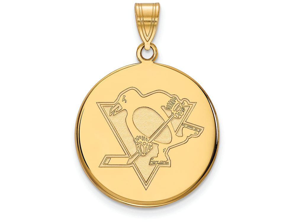10k Yellow Gold Nhl Logoart Pittsburgh Penguins Large Disc Pendant