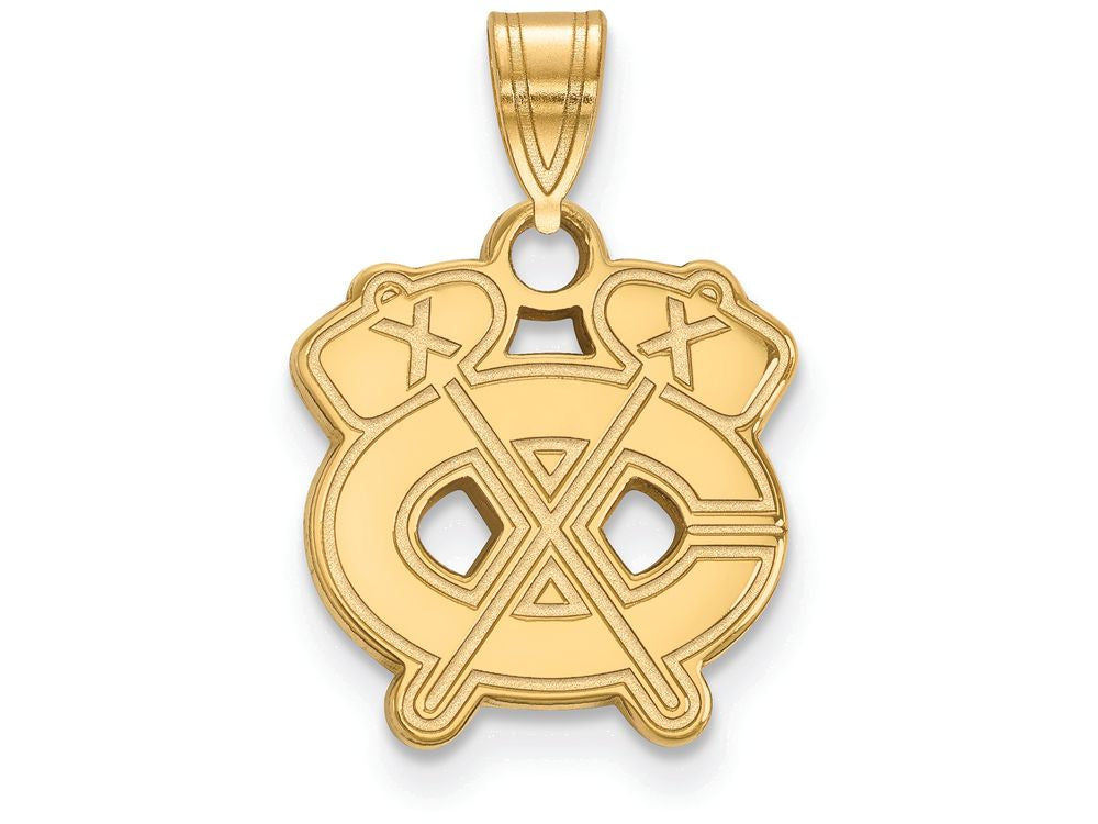 10k Yellow Gold Nhl Logoart Chicago Blackhawks Small Pendant