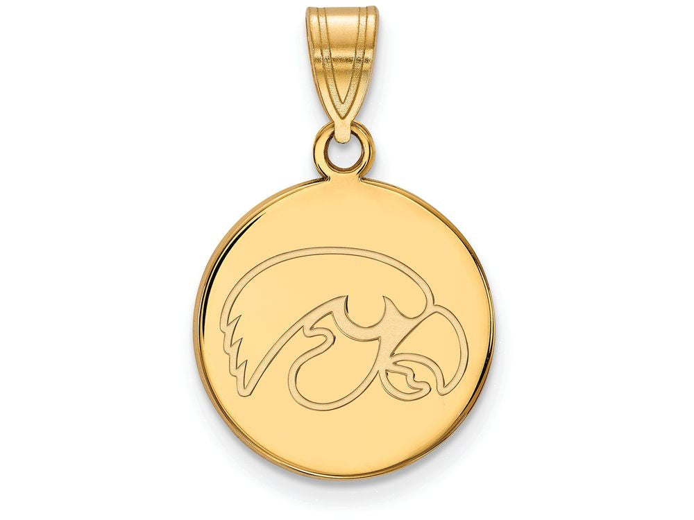 Logoart 10k Yellow Gold University Of Iowa Medium Disc Pendant