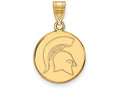 10k Yellow Gold Logoart Michigan State University Medium Disc Pendant