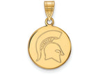 10k Yellow Gold Logoart Michigan State University Medium Disc Pendant
