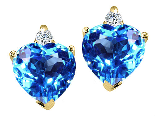 Tommaso Design™ Heart Shape 7mm Blue Topaz Earrings Studs