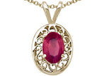 Tommaso Design™ Oval Genuine Ruby Pendant Necklace