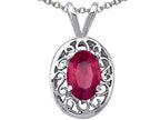Tommaso Design™ Oval Genuine Ruby Pendant Necklace
