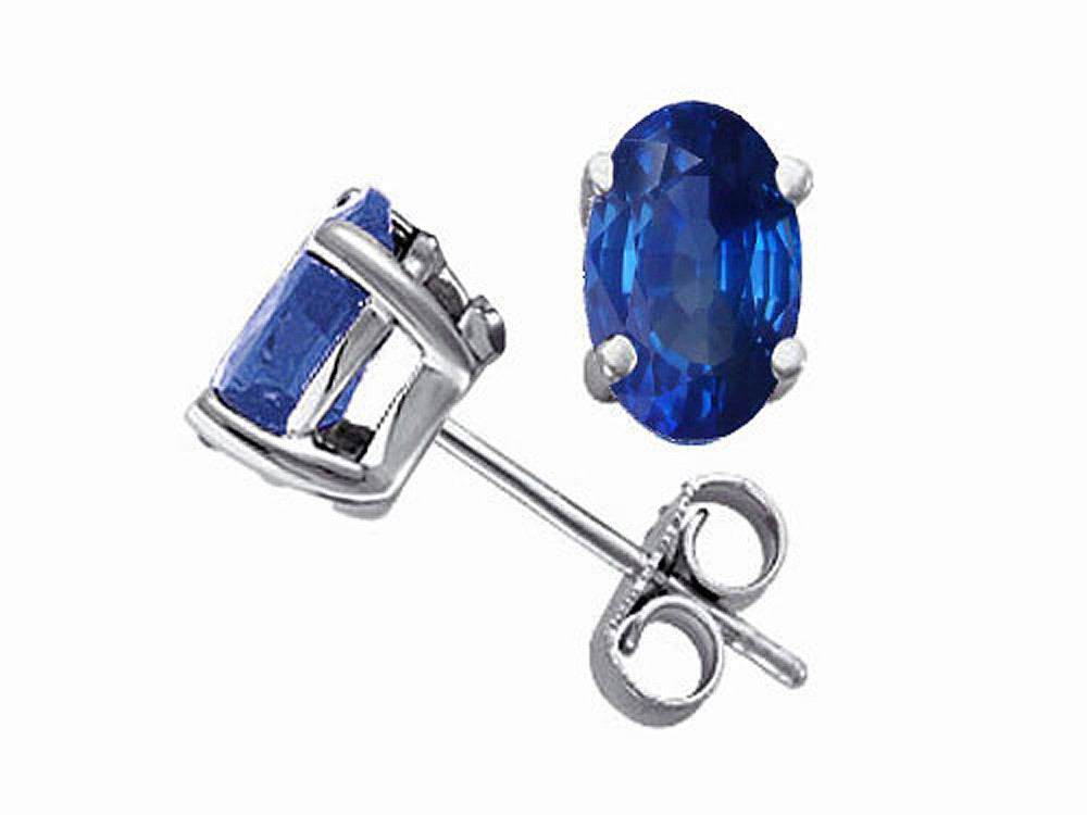 Tommaso Design™ Oval 6x4mm Genuine Sapphire Earrings Studs
