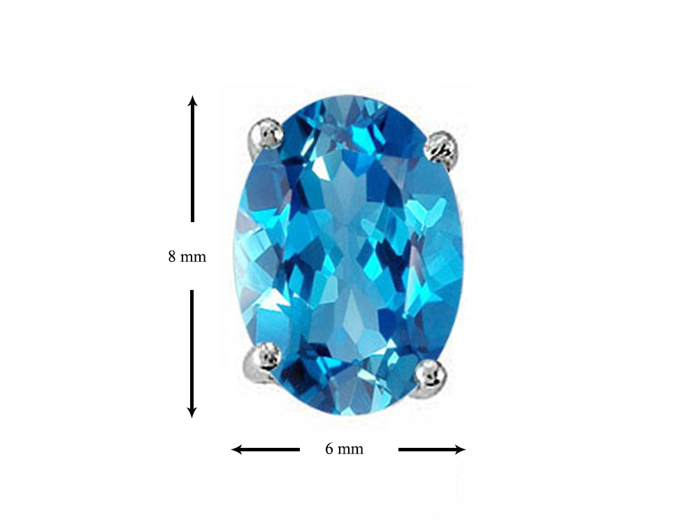 Tommaso Design™ Oval 8x6 mm Genuine Blue Topaz Earrings Studs