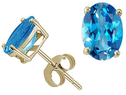 Tommaso Design™ Oval 8x6 mm Genuine Blue Topaz Earrings Studs