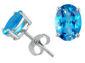 Tommaso Design™ Oval 8x6 mm Genuine Blue Topaz Earrings Studs