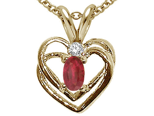 Tommaso Design™ Genuine Ruby and Diamond Heart Pendant Necklace