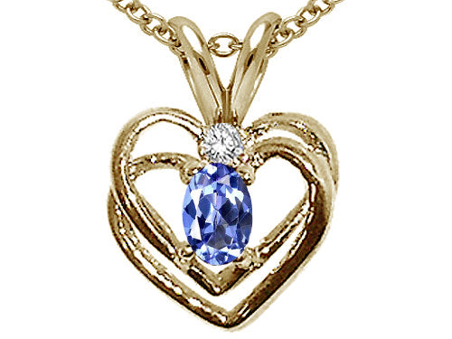 Tommaso Design™ Oval 5x3mm Genuine Tanzanite Heart Pendant Necklace