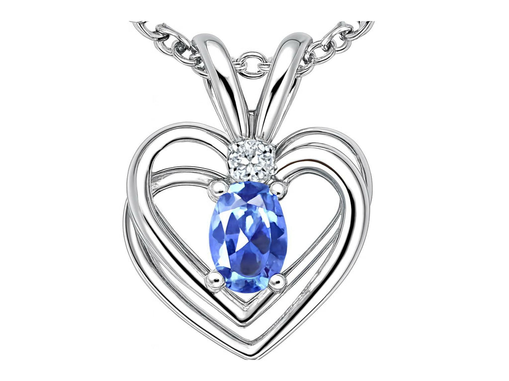 Tommaso Design™ Oval 5x3mm Genuine Tanzanite Heart Pendant Necklace