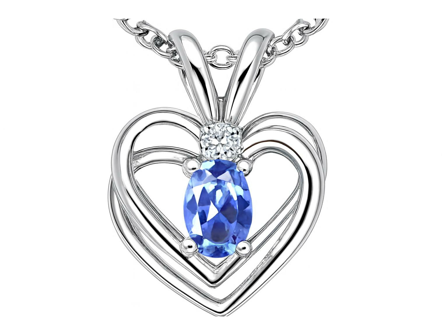 Tommaso Design™ Oval 5x3mm Genuine Tanzanite Heart Pendant Necklace