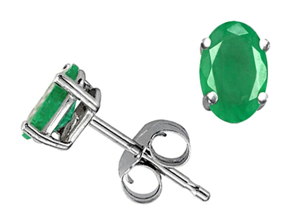 Tommaso Design™ Oval Genuine Emerald Earrings