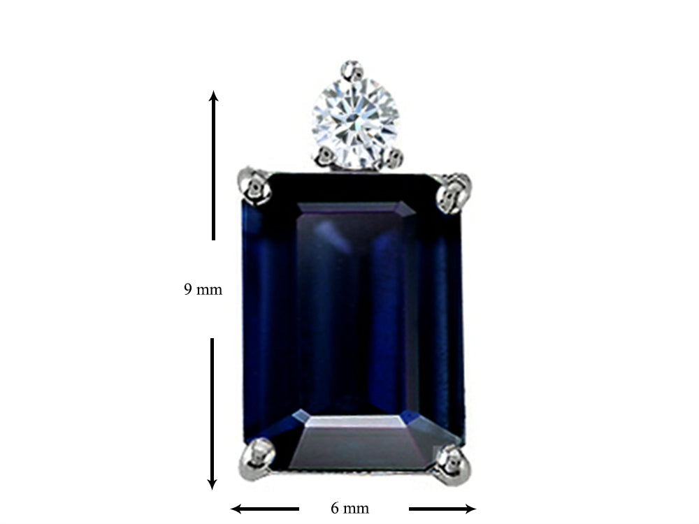 Tommaso Design™ Emerald Cut Genuine Sapphire Earrings Studs