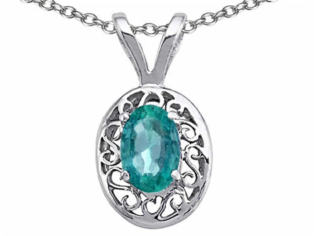 Tommaso Design™ Oval 6x4mm Genuine Emerald Pendant Necklace